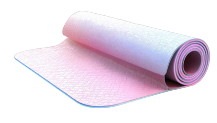 Rolled-up exercise mat in a pastel ombre design