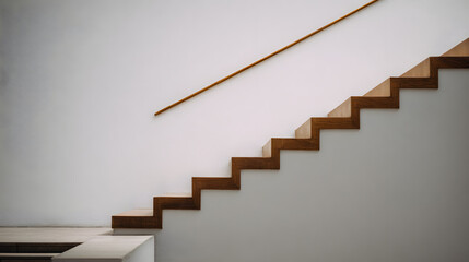 Modern wooden staircase ascending into light with minimalist architectural design