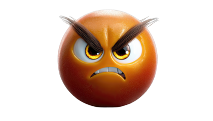 An angry, cartoonish, round emoji