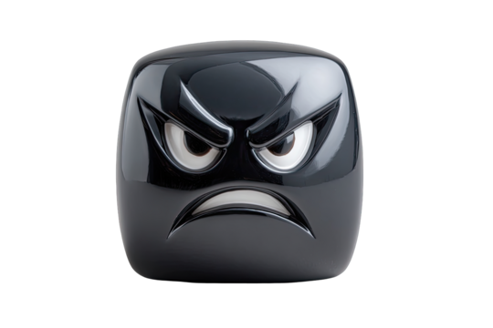 Angry black square emoticon