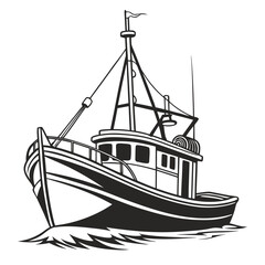 Fishing boat in harbor silhouette