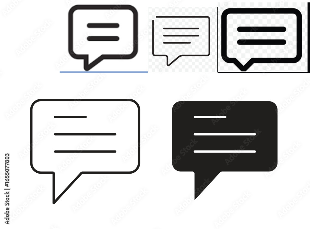 Poster set of four message icons in different styles and colors, isolated on white background. perfect for 