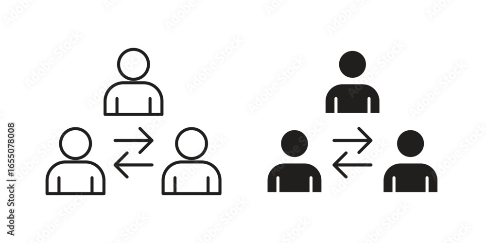 Poster set of simple communication icons illustrating data exchange or teamwork. isolated on white backgrou