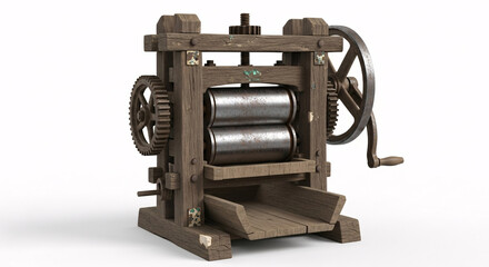 Naklejka premium Antique Wooden Sugar Cane Mill.