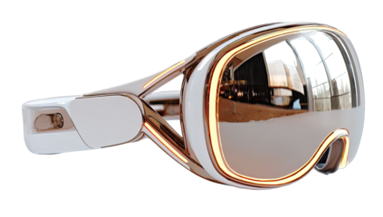 Stylish white ski goggles with rose gold accents