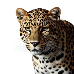 Obraz premium Close up portrait of a leopard on a white background