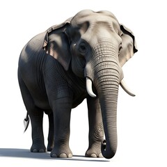 Obraz premium Elephant standing isolated on a white plain background