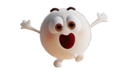 Animated round character jumping with joyful expression
