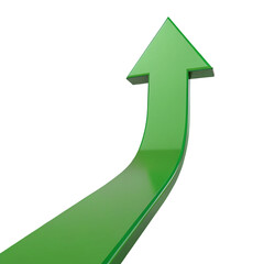 Green arrow pointing upward representing growth concept success in business and financial progress