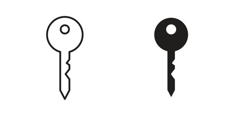 Two simple key icons: one outline, one solid black. Perfect for websites or apps.