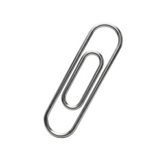 Shiny metal paperclip, isolated on transparent background, perfect for office supplies and organizational design concepts