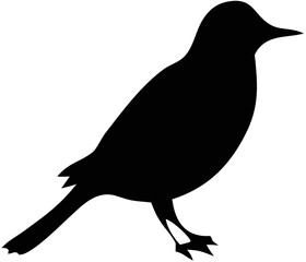 Black sparrow bird silhouette vector, ideal for animal logos, eco projects, and creative wildlife illustrations.