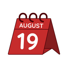 august 19 desk calendar vector on white background
Vector red calendar flat icon
