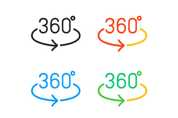Graphic representations of 360 degree rotation symbols in four different colors, highlighting rotational movement and perspective change