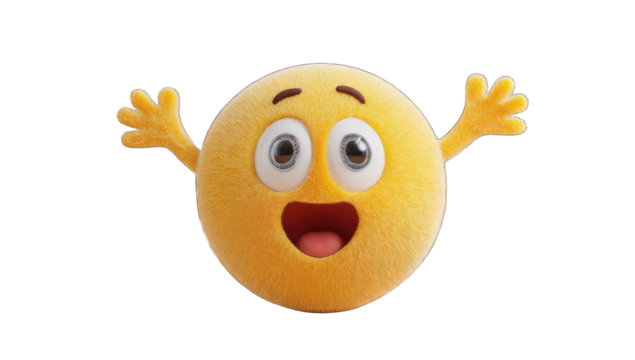 Animated yellow emoticon with open arms