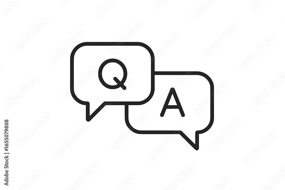 Poster engaging questions and answers in a stylized chat format showcasing communication dynamics
