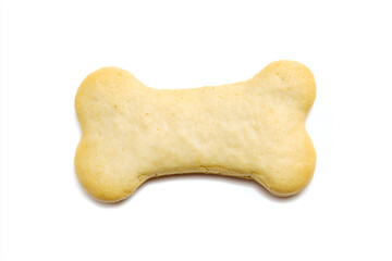 a dog bone shaped cookie on a white surface
