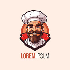 Chef Mascot Logo – Cartoon Cook with Mustache & Chef Hat
