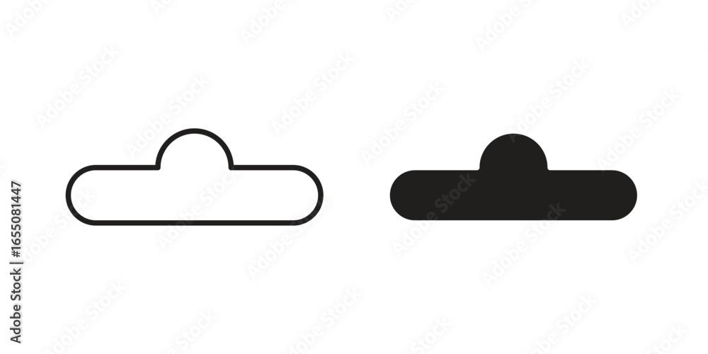 Poster two simple cloud icons, one line art and one filled, isolated on a white background. perfect for app