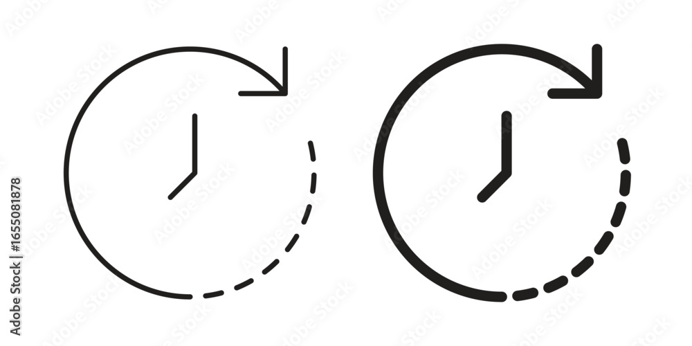 Poster two simple clock icons illustrating time going backward. perfect for ui, app design, or website use.
