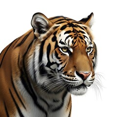 Fototapeta premium Close up portrait of a majestic bengal tiger on white