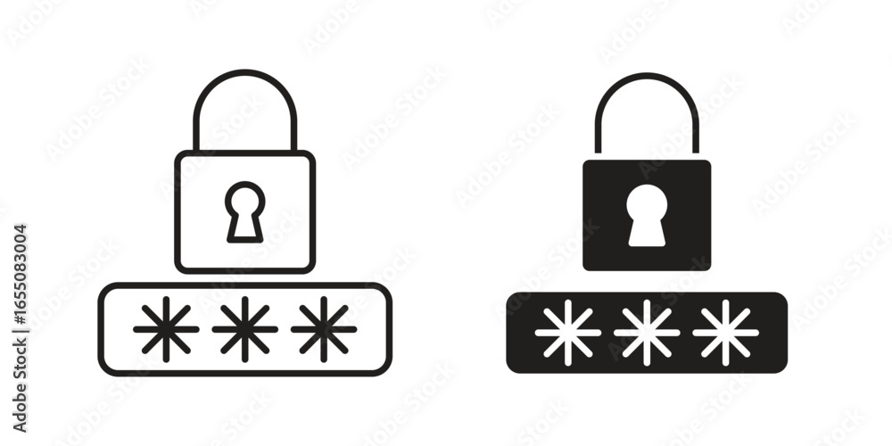 Poster two padlock icons with a password entry field. simple, clean design, ideal for security concepts.