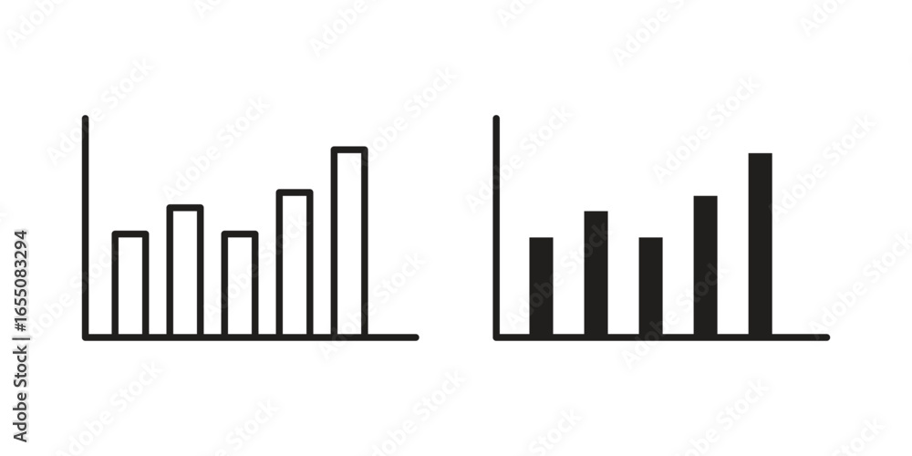 Poster two simple bar charts illustrating data increase and decrease trends. isolated on white background.