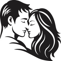Stylized Silhouette of a Couple Embracing Tenderly Expressing Love and Connection with Clean Lines and Minimalist Design for Valentine's Day