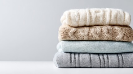 Stack of knitted sweaters