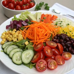 salad with various kind of item as tomato carrot 