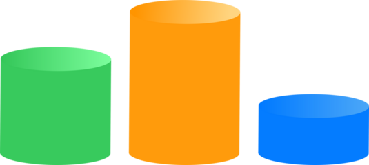 3D Colorful Bar Chart Icon Isolated on Transparent Background