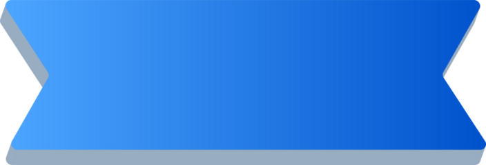 3D Gradient Blue Ribbon Banner Icon Isolated on Transparent Background