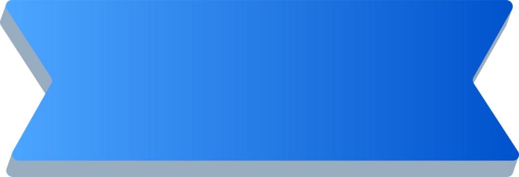 3D Gradient Blue Ribbon Banner Icon Isolated on Transparent Background