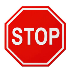 3d stop sign isolated on transparent background