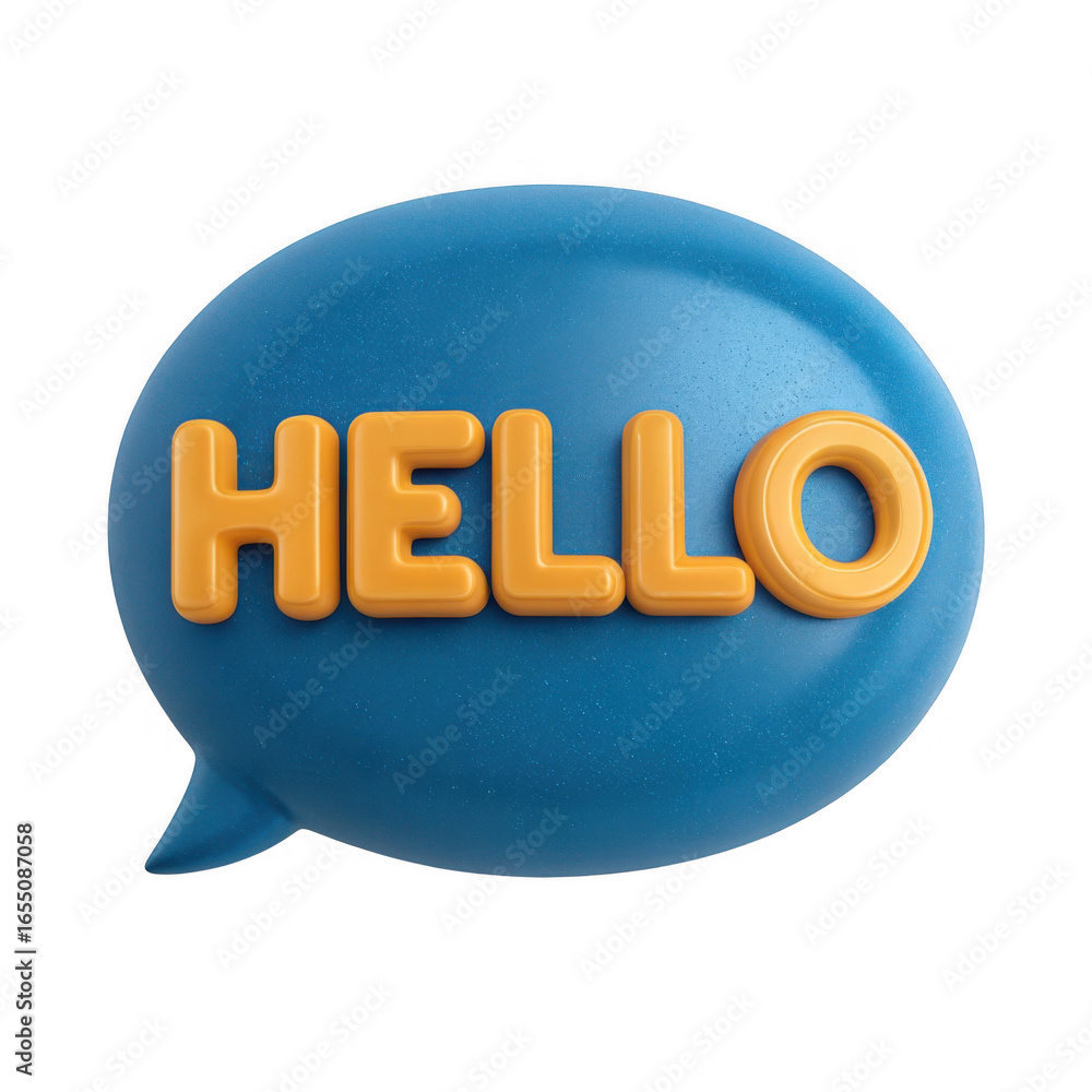 Aufkleber 3d blue speech bubble with hello text isolated on transparent background