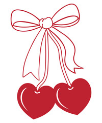 Heart Cherry Bow SVG, Coquette Cherry SVG, Valentines Day Svg
