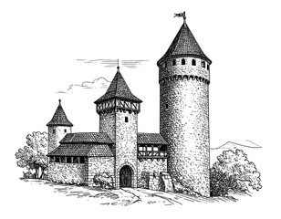 Obraz premium Medieval castle illustration