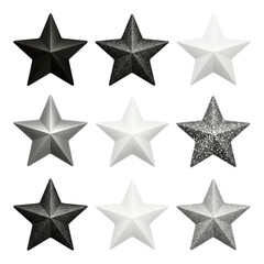 Obraz premium Collection of nine textured stars isolated on transparent background
