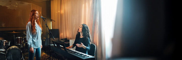 Singing Lesson Wide Banner with Copy Space
