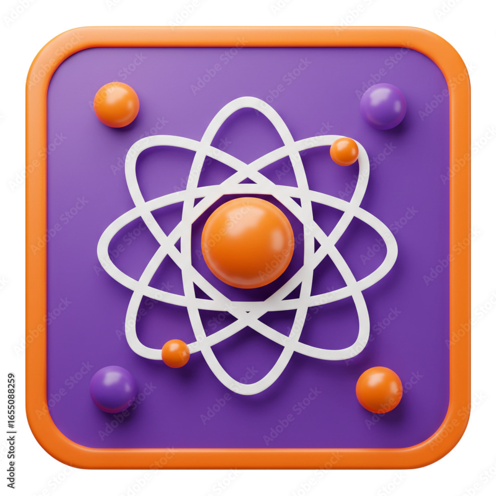 Aufkleber abstract atomic model with orbiting electrons isolated on transparent background