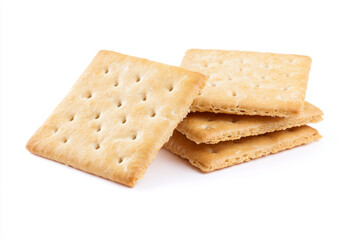 a stack of crackers on a white surface