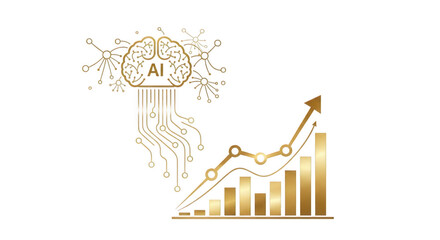 Artificial intelligence and data analysis leading to business growth isolated on transparent background