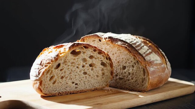 Frisch gebackenes Sauerteigbrot &ndash; knuspriger Laib aus der B&auml;ckerei