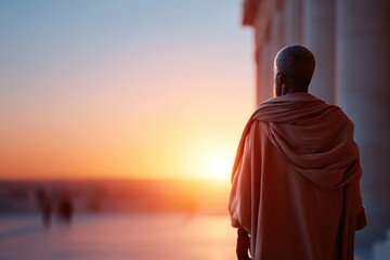 Prophet Musa gazes towards the Pharaohs palace during a vibrant sunset