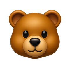 Fototapeta premium Cartoon teddy bear face emoji isolated on black background