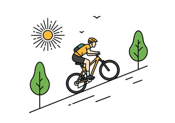 Fototapeta premium man riding a bicycle with vector and illustration