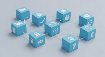Naklejka premium Streamline Your Workflow with Integrated Data Management Solutions Secure Efficient Scalable