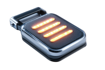 Sleek, futuristic portable device with glowing lights