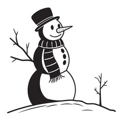 Snowman with scarf silhouette