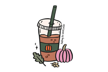 Feeling the Fall Latte, Fall Autumn Halloween Drink Sublimation Design
